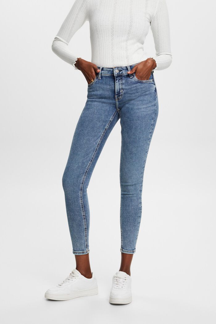 Recycelt: Skinny Stretchjeans mit mittelhohem Bund