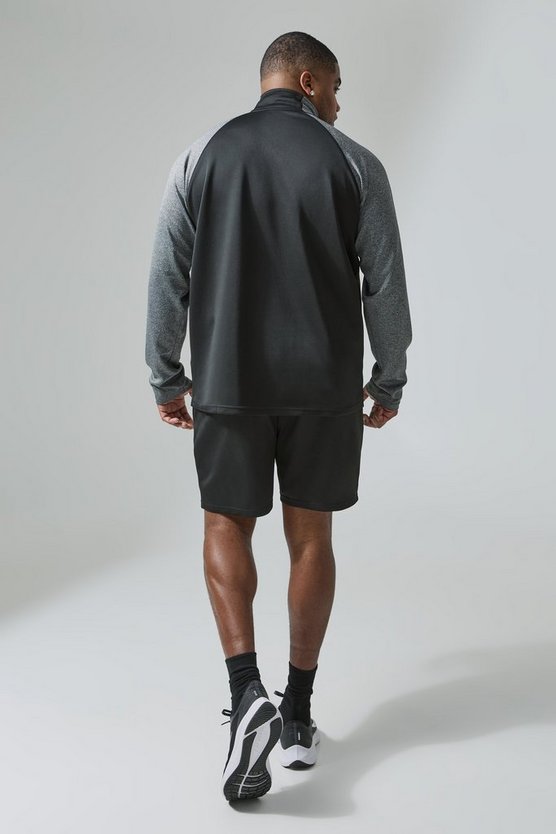 Plus Man Active Shorts-Set mit Trichterkragen