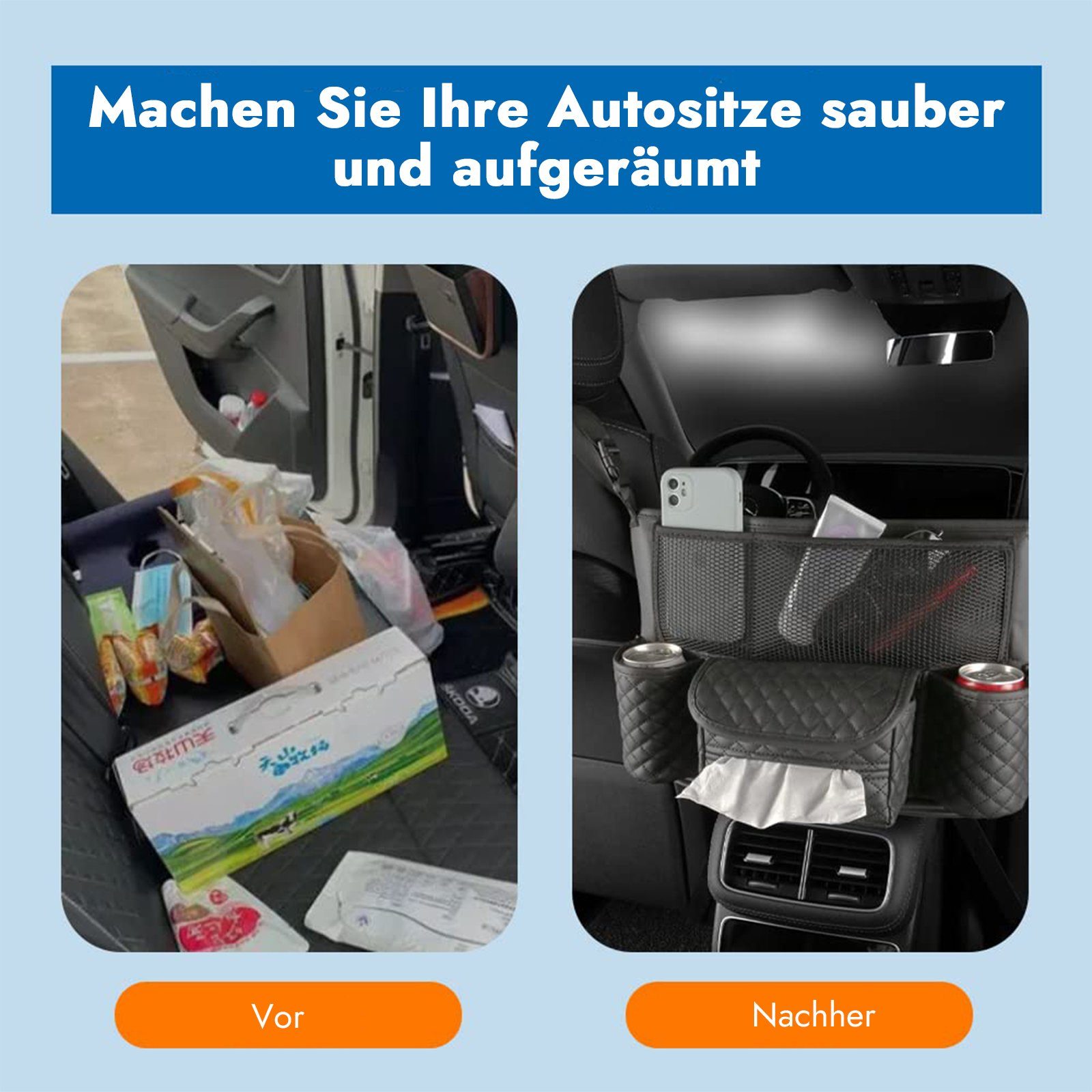 Wenta Auto-Rückenlehnentasche Autositz-Organizer mit Stauraumtasche, Universal Car Pocket Handtaschenhalter