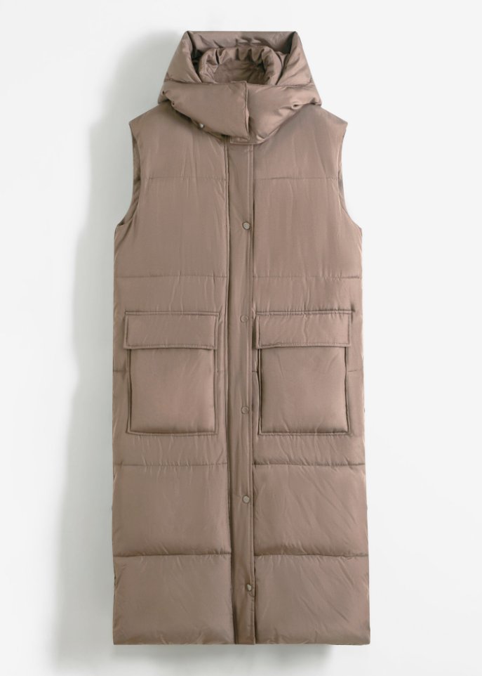 Wattierte Steppweste aus recyceltem Polyester mit abnehmbarer Kapuze