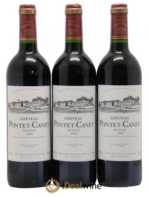 Château Pontet Canet 5ème Grand Cru Classé  2000 - Lot de 3 Bouteilles
