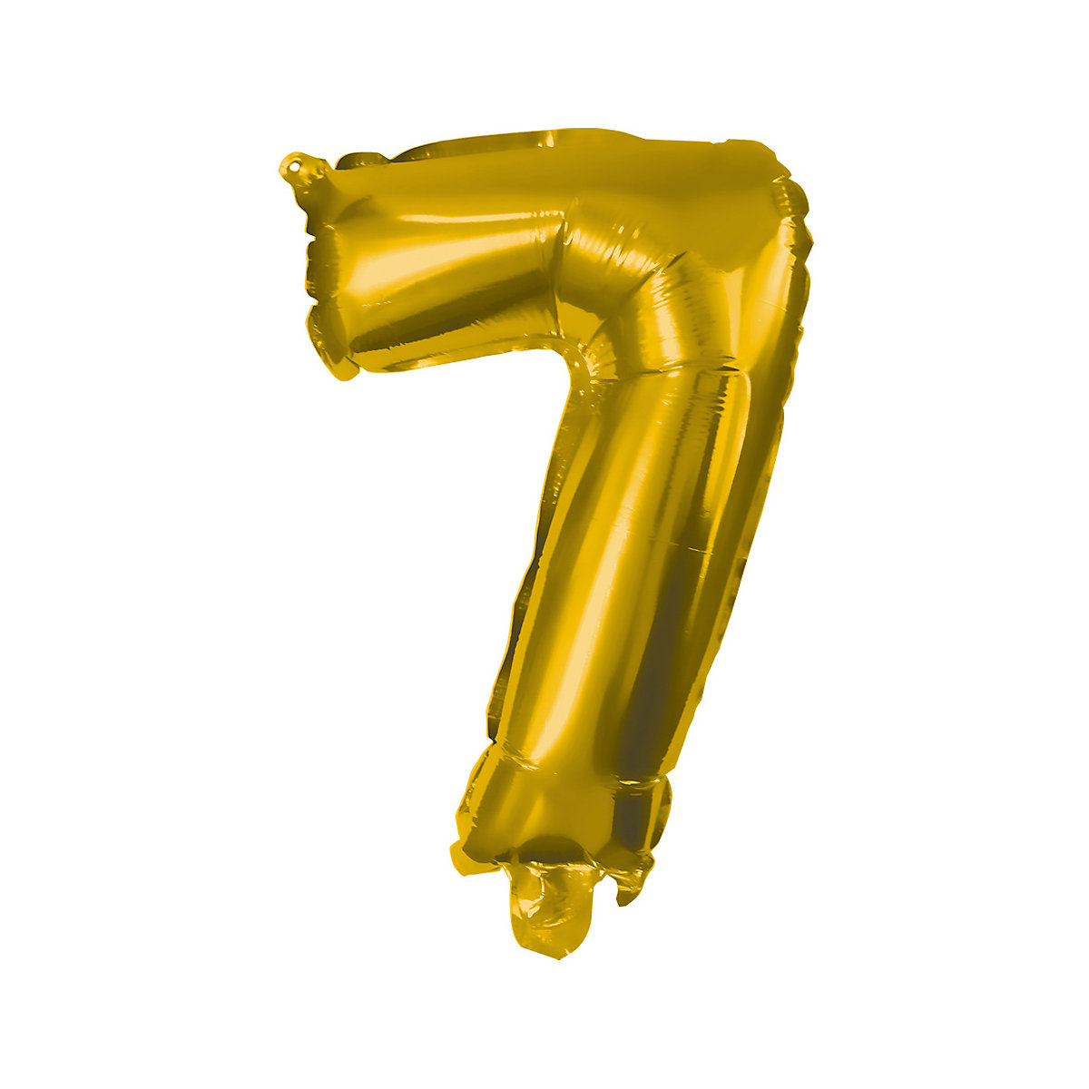 Folienballon Zahl 7 gold, 10 cm, inkl. Pustehalm