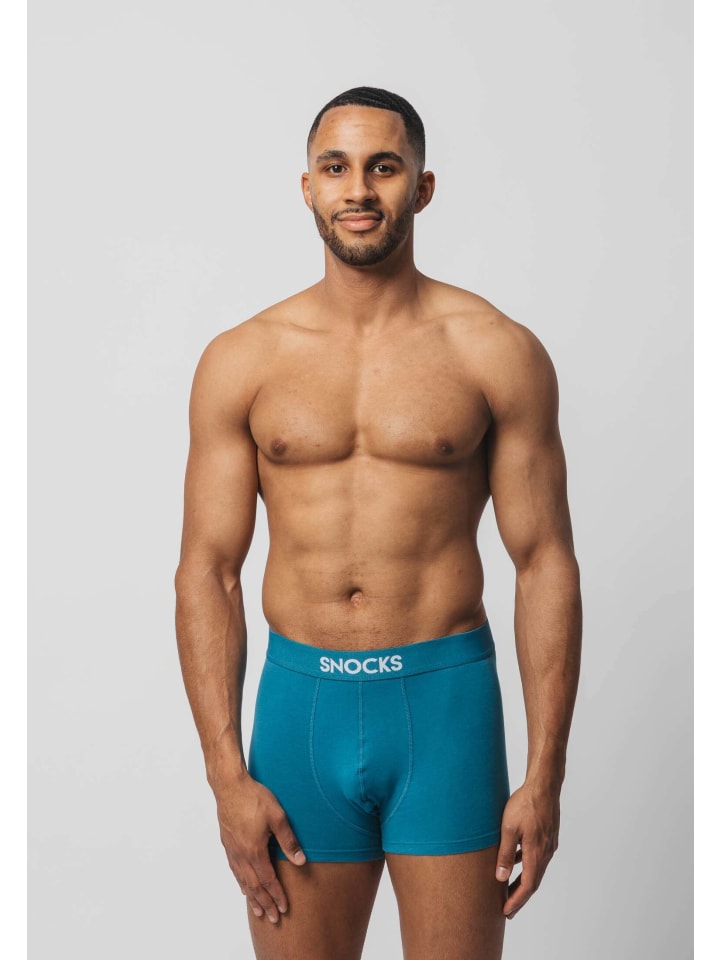 SNOCKS Boxershorts aus Bio-Baumwolle 6 Stück in Mix (Türkis/Hellblau/Hellgrau) günstig kaufen S