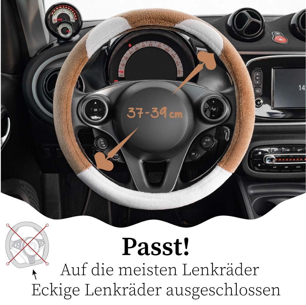 Upgrade4cars Lenkradbezug Plüsch, Ø 37,00 - 39,00 cm, Weiches Plüschmaterial mit entzückenden Designs von Teddybären