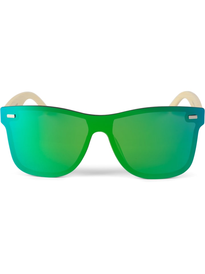 styleBREAKER Nerd Sonnenbrille in Hellbraun / Grün-Blau verspiegelt günstig kaufen onesize