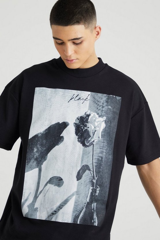 Oversize T-Shirt mit Rosen-Print