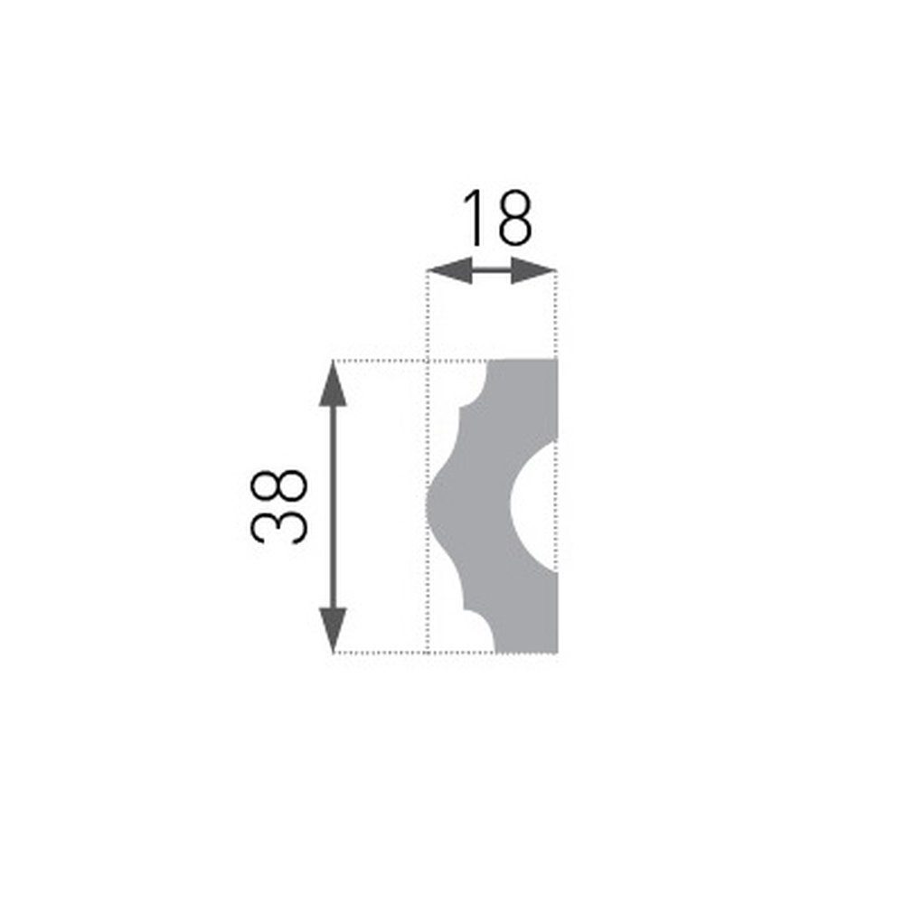 PROVISTON Zierleiste Polystyrol, 18 x 38 x 2000 mm, Weiß, Wandleiste