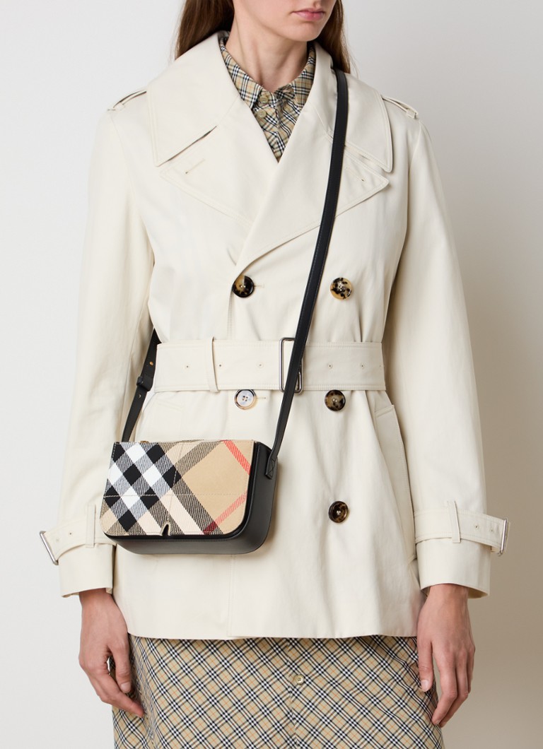 Burberry Snip crossbody bag with checked design and calf leather details