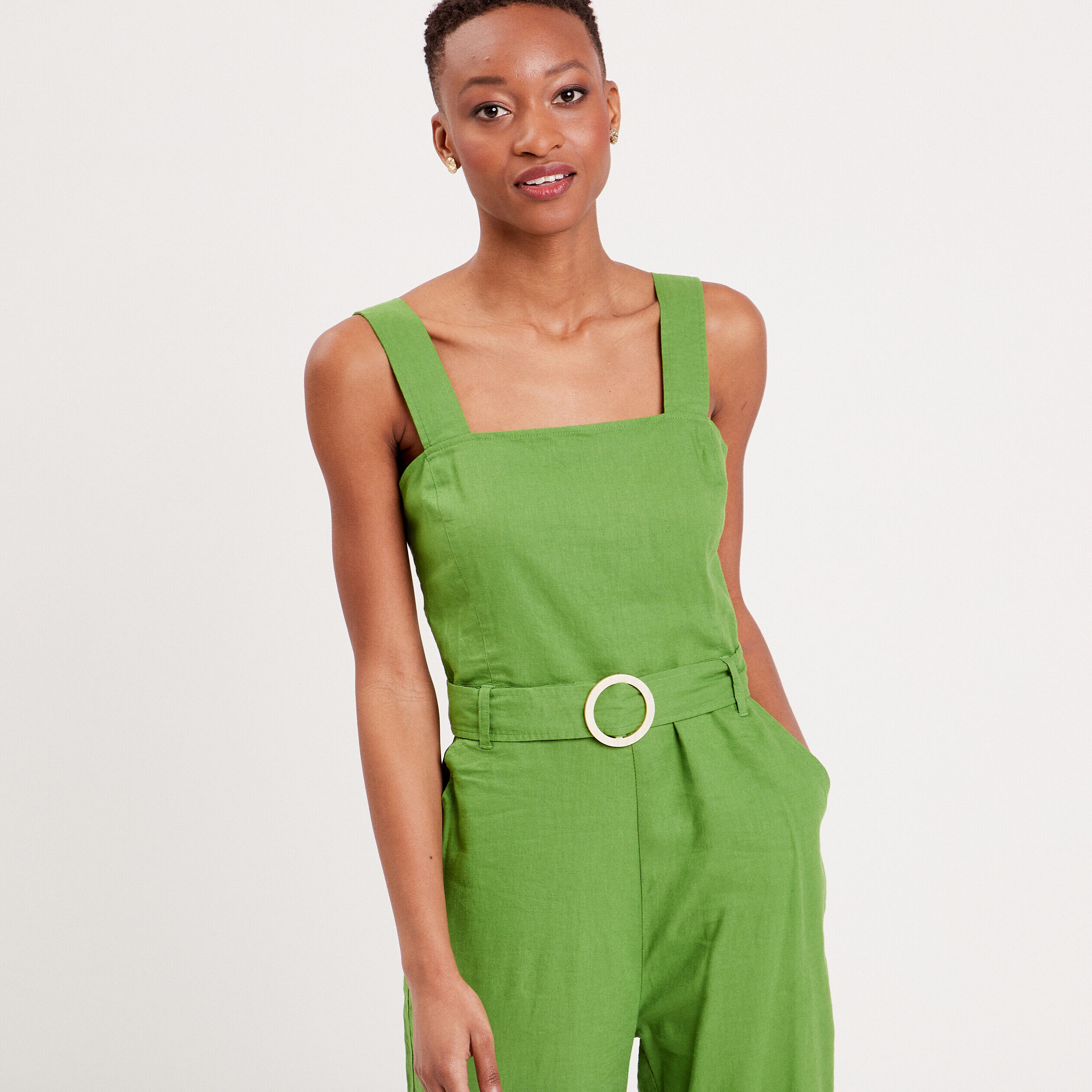 Combinaison pantalon droite vert femme | Cache Cache