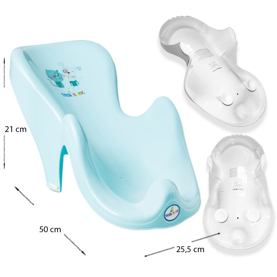 Tega-Baby Babybadewanne 2-Teile Set -CAT & DOG Babywanne mit THERMOMETER Babybadeset Pflege, (Made in Europe Spar Set), ** Babywanne(Thermometer) + Badesitz **