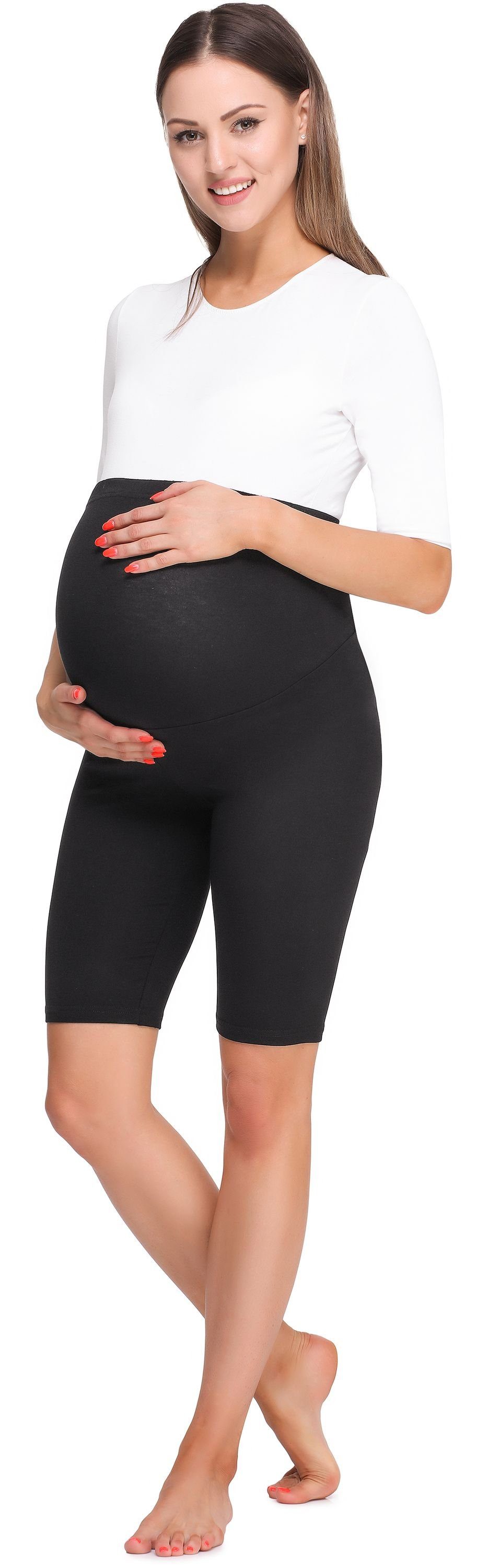 Be Mammy Umstandsleggings Damen Kurze Umstandsleggings BE20-259 (1-tlg) elastischer Bund