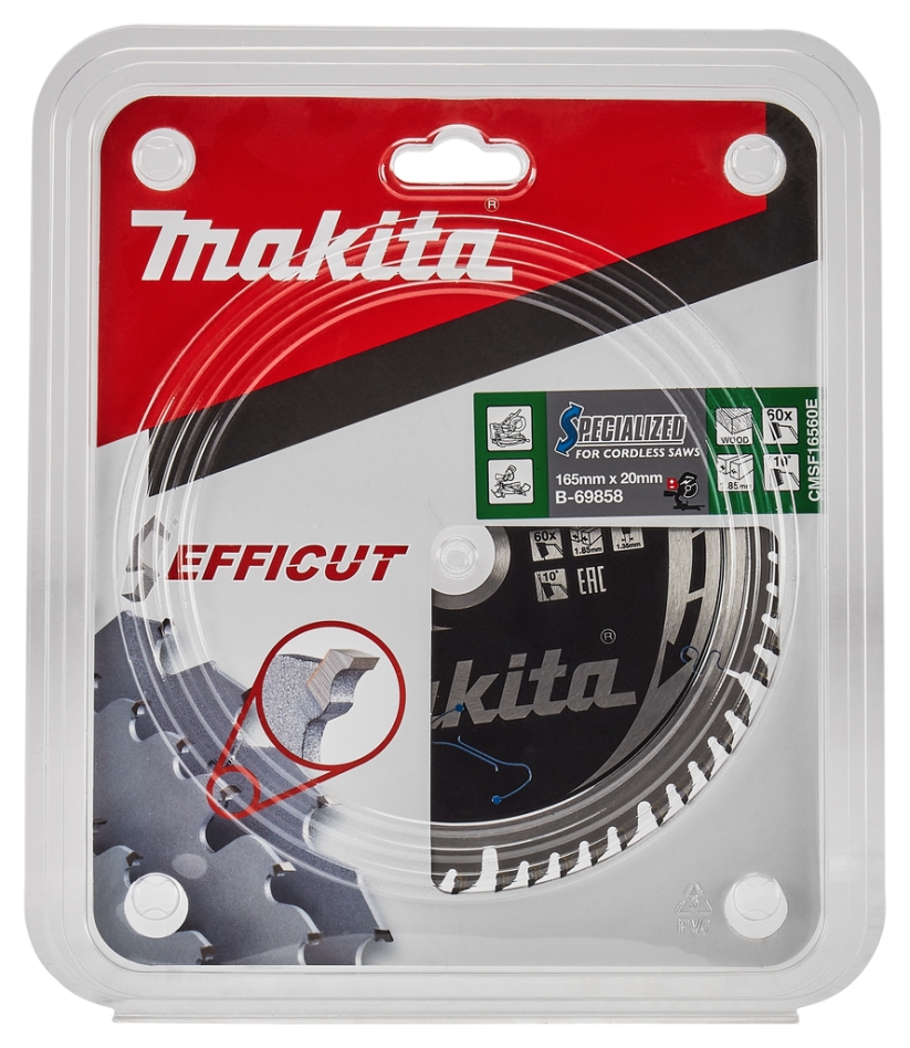Makita Accessories B-69864 Wood Miter Saw Blade Efficut 165 x 20 x 1.85 60T