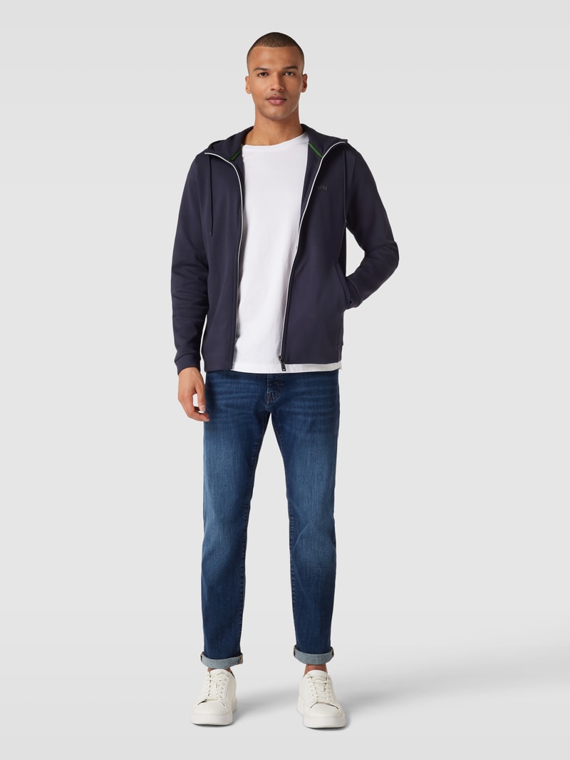 Sweatjacke mit Kapuze mit Tunnelzug in marineblau