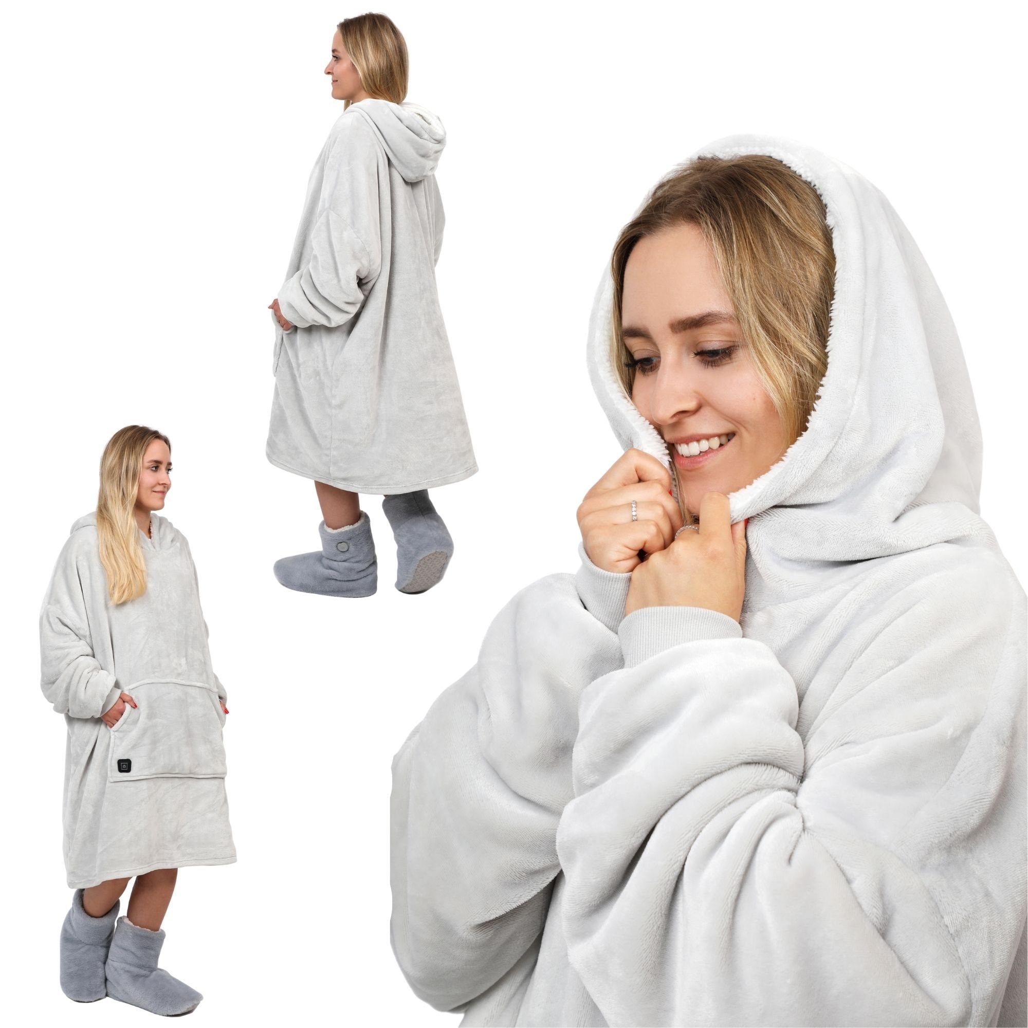 Wohndecke Premium flauschige Decke mit Ärmeln, NorthHeat, beheizt und unbeheizt