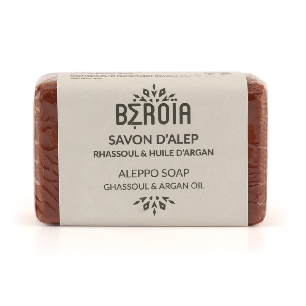 beroia Savon d'Alep à l'huile d'argan & au rhassoul 100g Savon solide