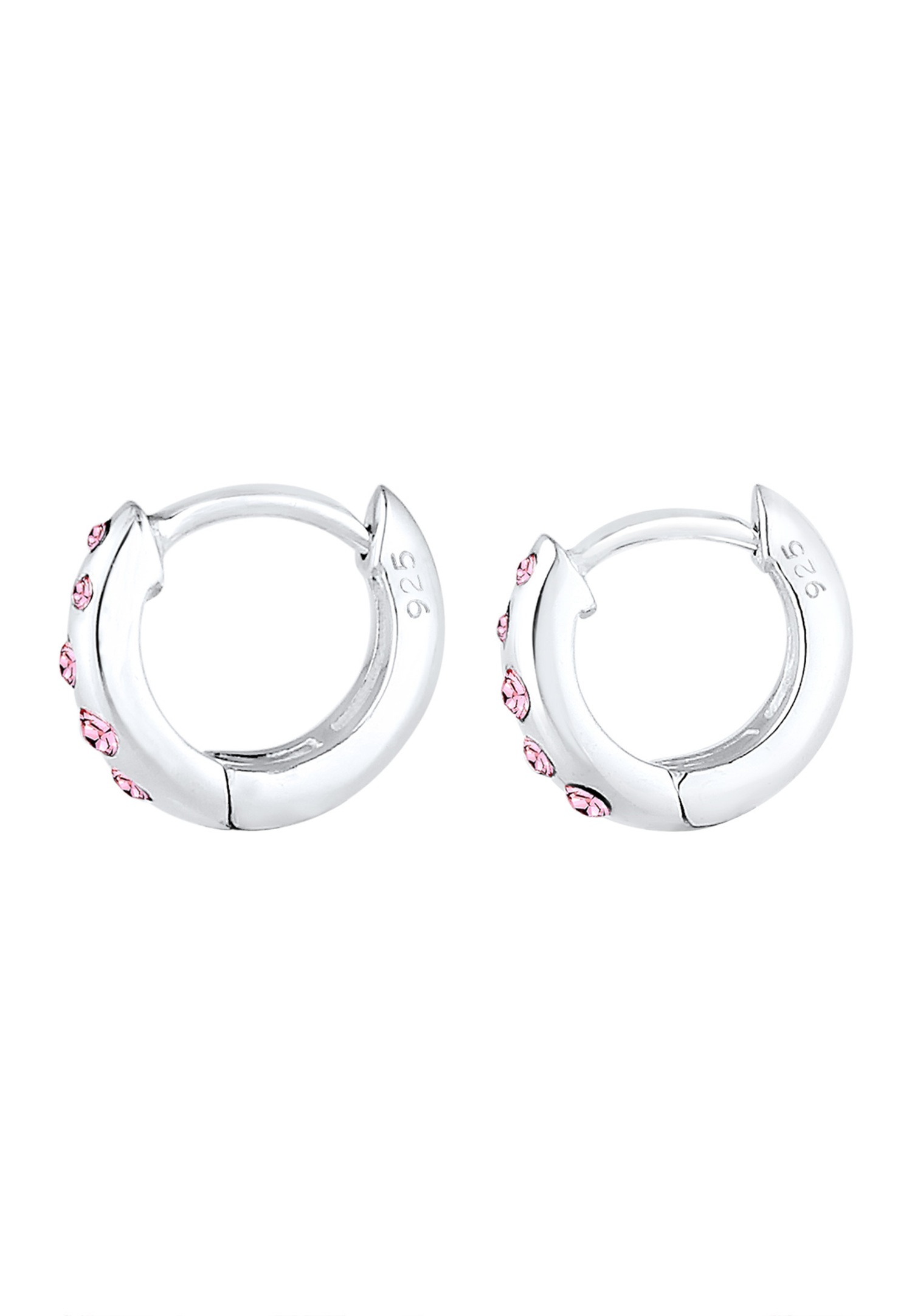 Pendientes de aro de filigrana para niñas de Elli con cristales rosas en plata de ley 925