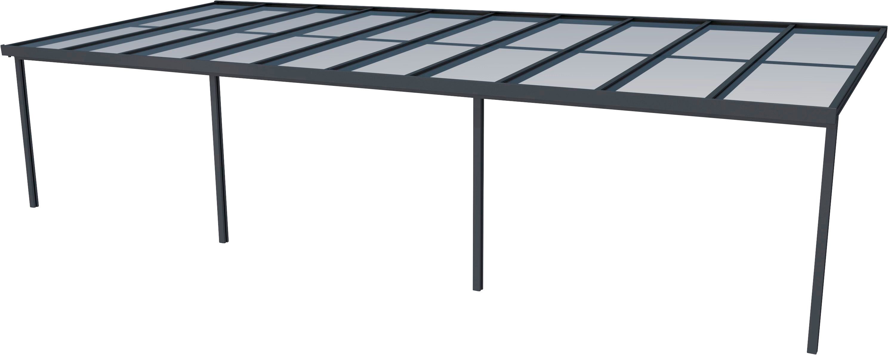 GUTTA Terrassendach Premium, BxT: 1014x406 cm, Bedachung Doppelstegplatten, BxT: 1014x406 cm, Dach Polycarbonat gestreift weiß