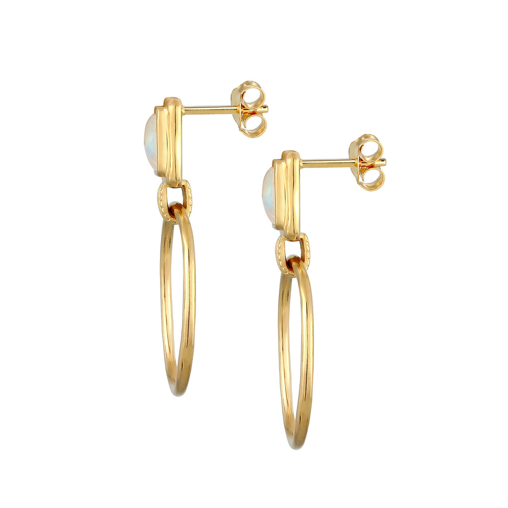 Elli PREMIUM Elli PREMIUM Boucles d'Oreilles Femme Cercle Élegante avec Pierre de Lune en Arge Boucles d'oreilles
