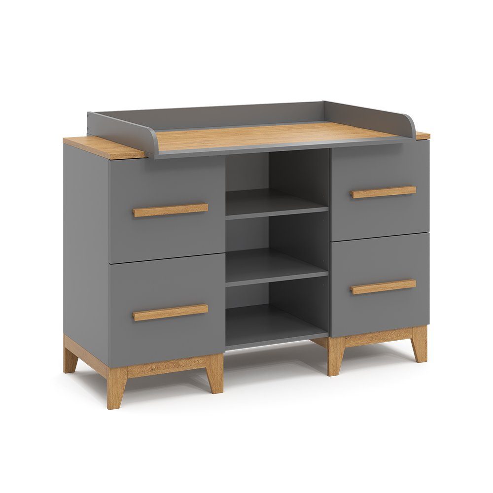 VitaliSpa® Wickelkommode Wickeltisch MALIA Grau/Eiche
