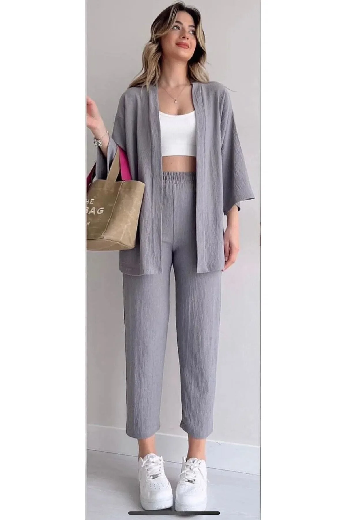 ZF BUTİK  Bürümcük Kimono-Hosenset