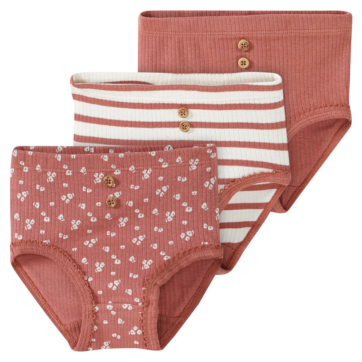 3 Baby Slips mit Rippstruktur