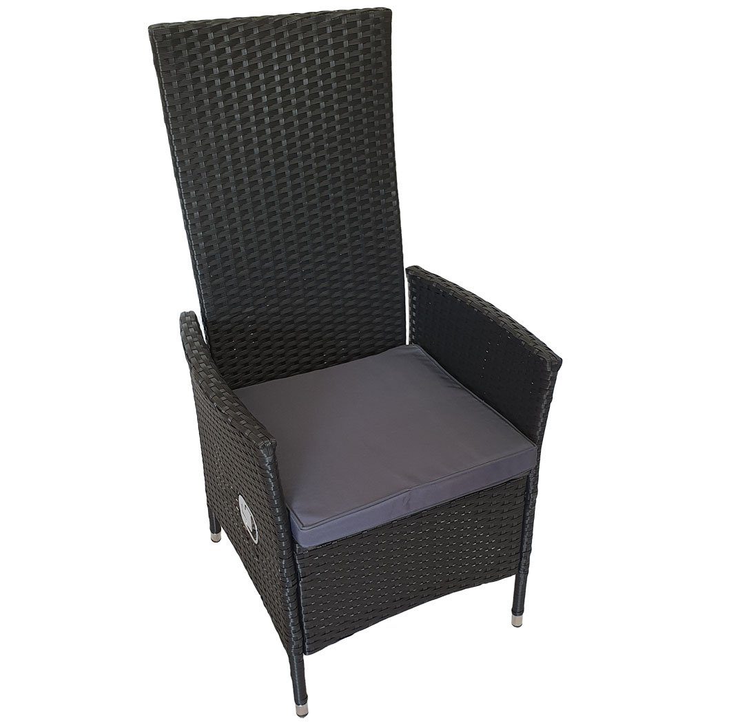 KMH Gartenstuhl 2er Set Polyrattan Hochlehner TJORBEN schwarz (10