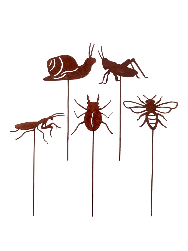UNUS 5er Set Gartenstecker Rost Insekten in Braun günstig kaufen onesize