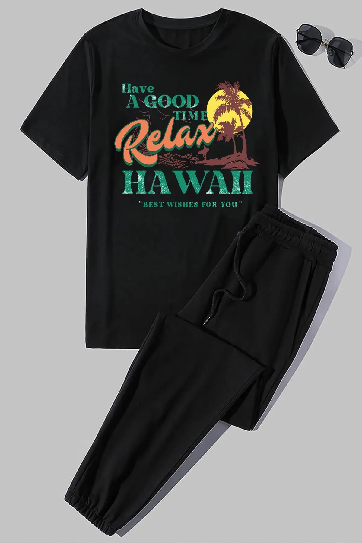 uyguntarz  Zweiteiliges Unisex-Trainingsanzugset mit Hawaii-Print