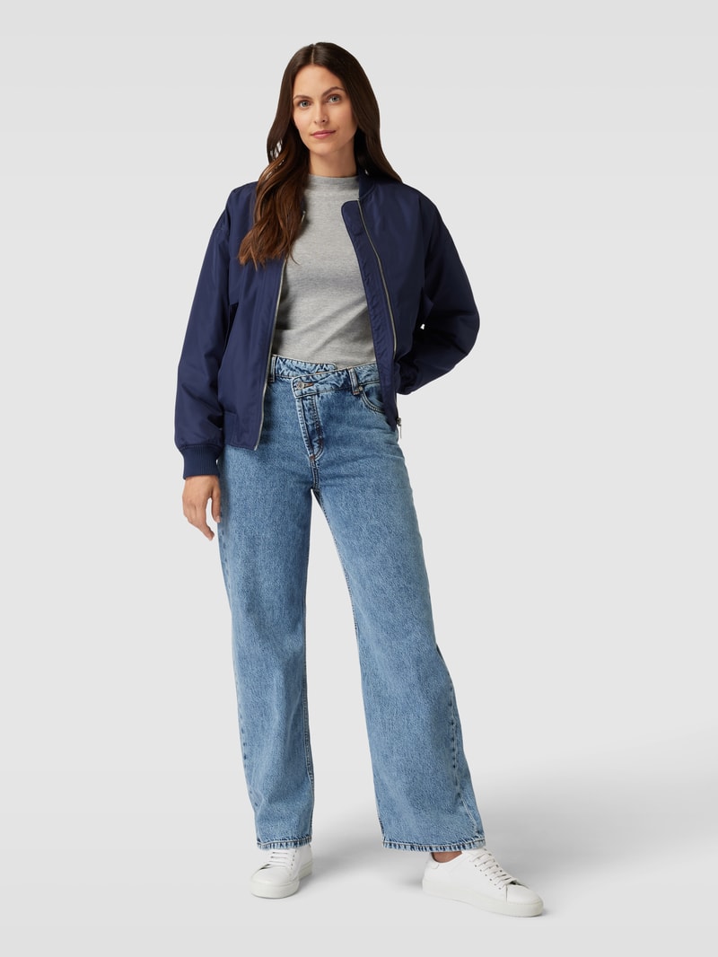 Longsleeve mit geripptem Rundhalsausschnitt in silber meliert