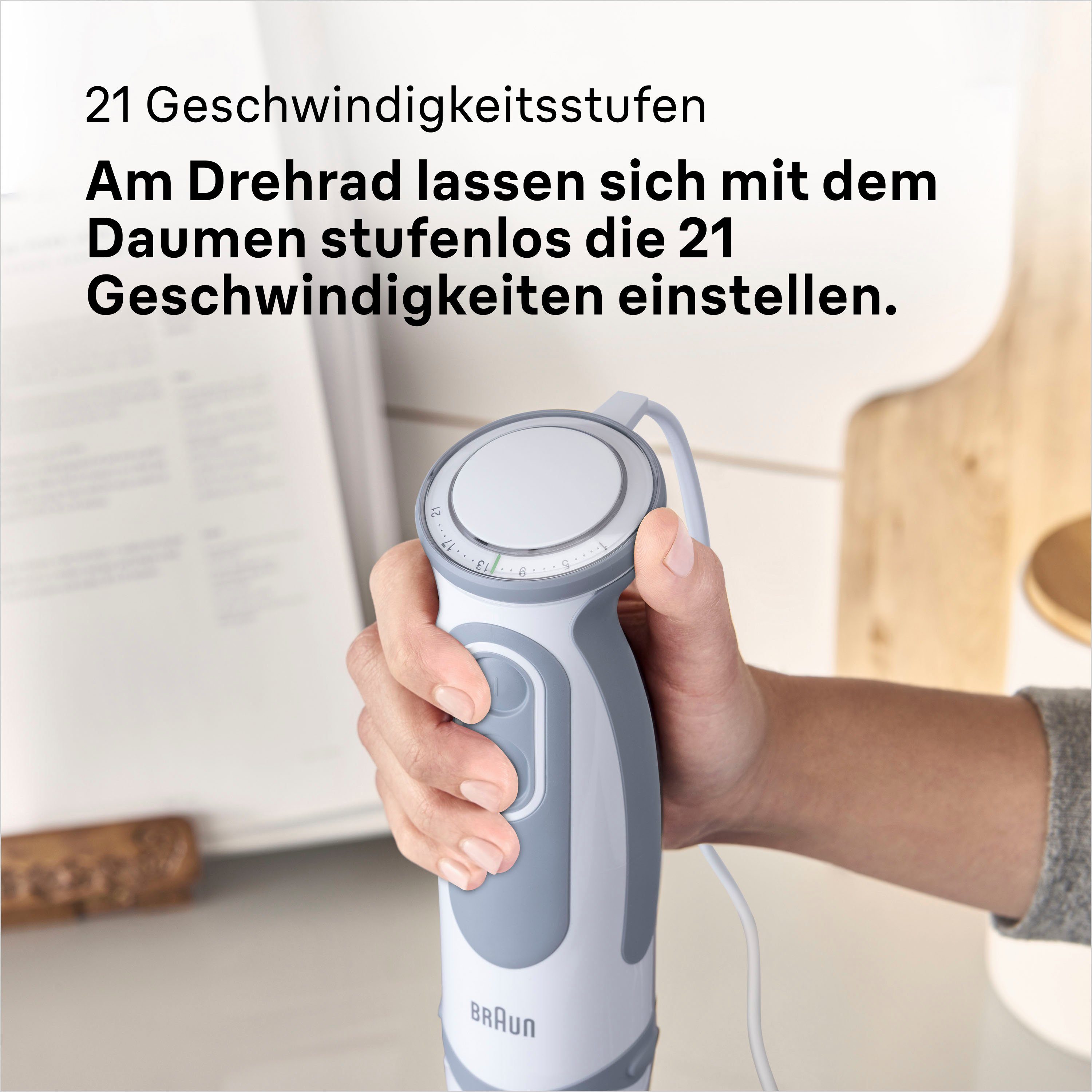 Braun Stabmixer MQ 5200 WH WH MultiQuick 5 Vario, 1000 W
