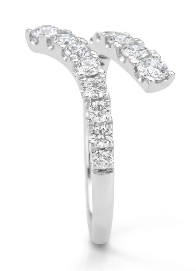 Inel cu vârf de diamant din aur alb, diamant de 0,97 ct, verighetă