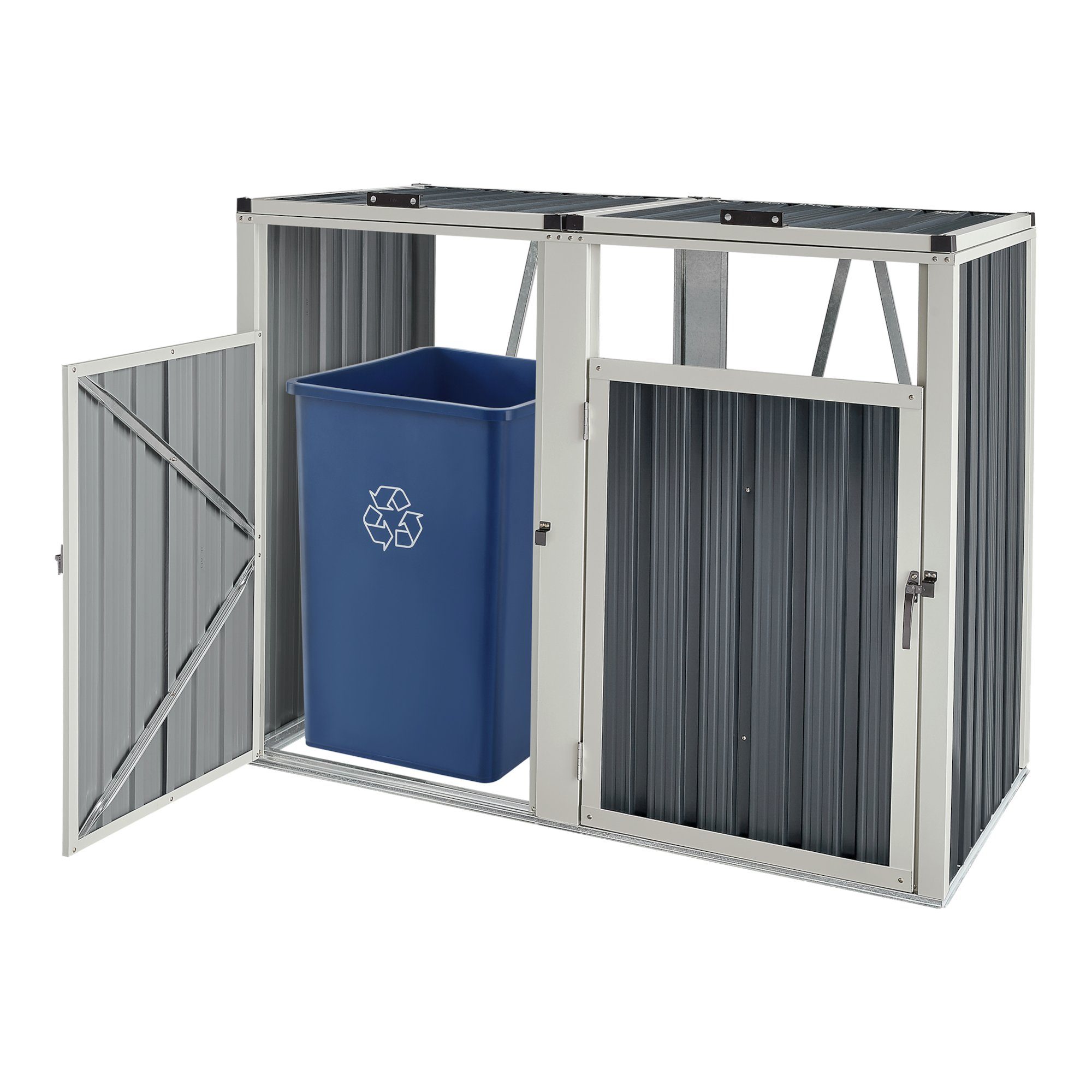 pro.tec Mülltonnenbox, Tarbek Mülltonnen Verkleidung für 2 Tonnen 240 L Stahl Anthrazit