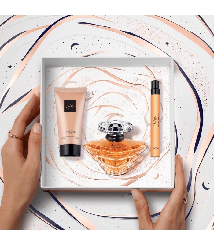 Lancôme-TRESOR-Coffret eau de parfum + lait de parfum + miniature