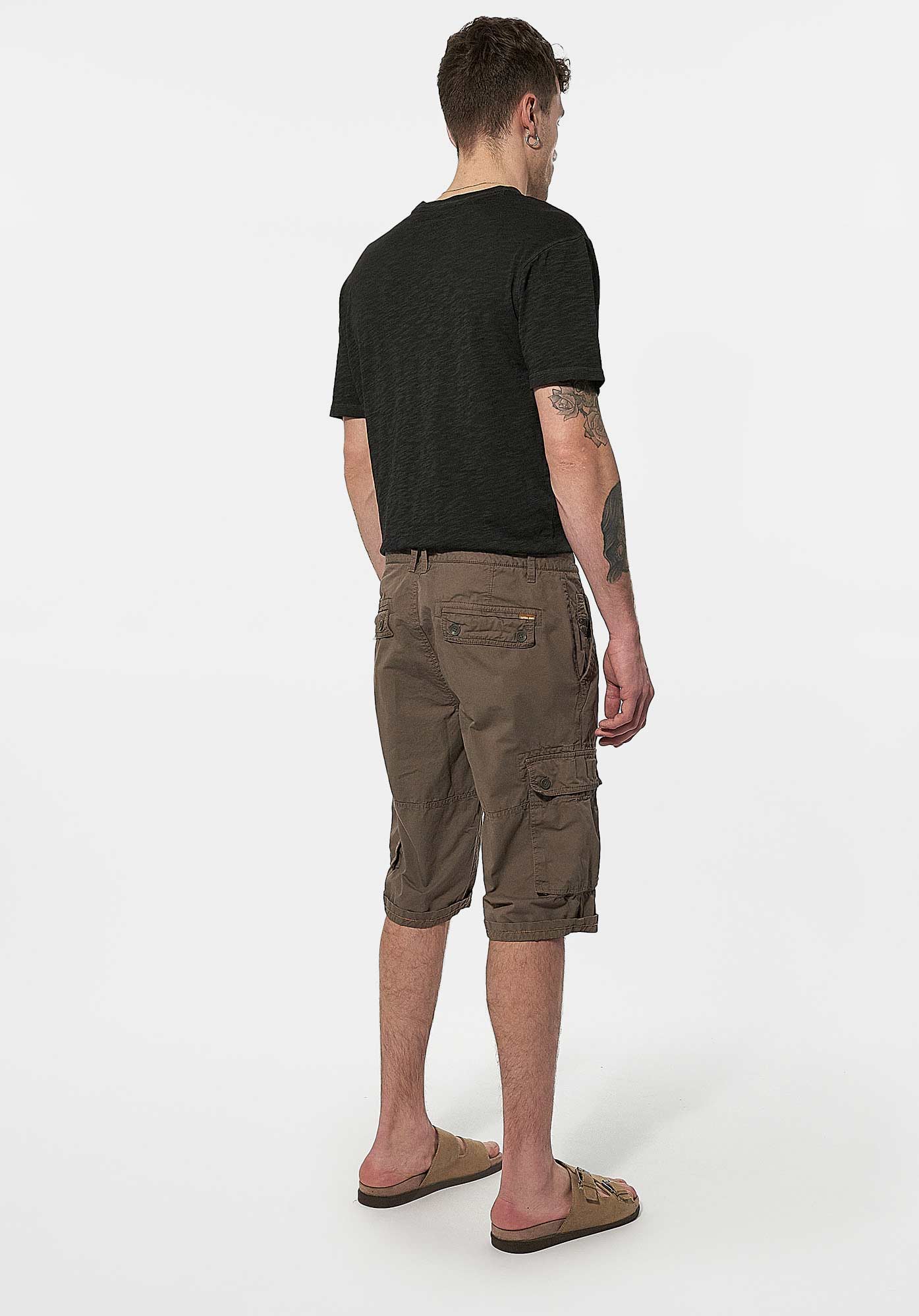 NEPAL  Bermuda cargo kaki Homme en 100% coton