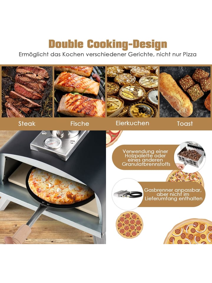 COSTWAY Pizzaofen Outdoor in Schwarz günstig kaufen onesize