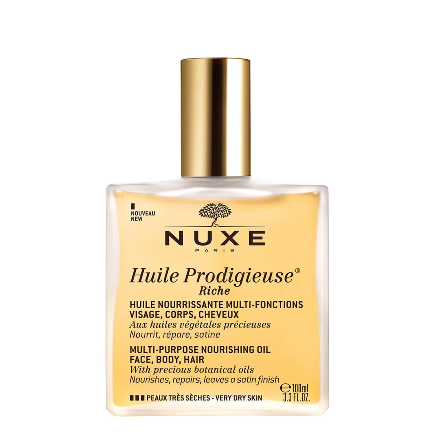Nuxe Huile Prodigieuse Riche Huile Sèche Multi-Fonctions Visage, Corps, Cheveux Huile Prodigieuse® - Toutes peaux 100 ml