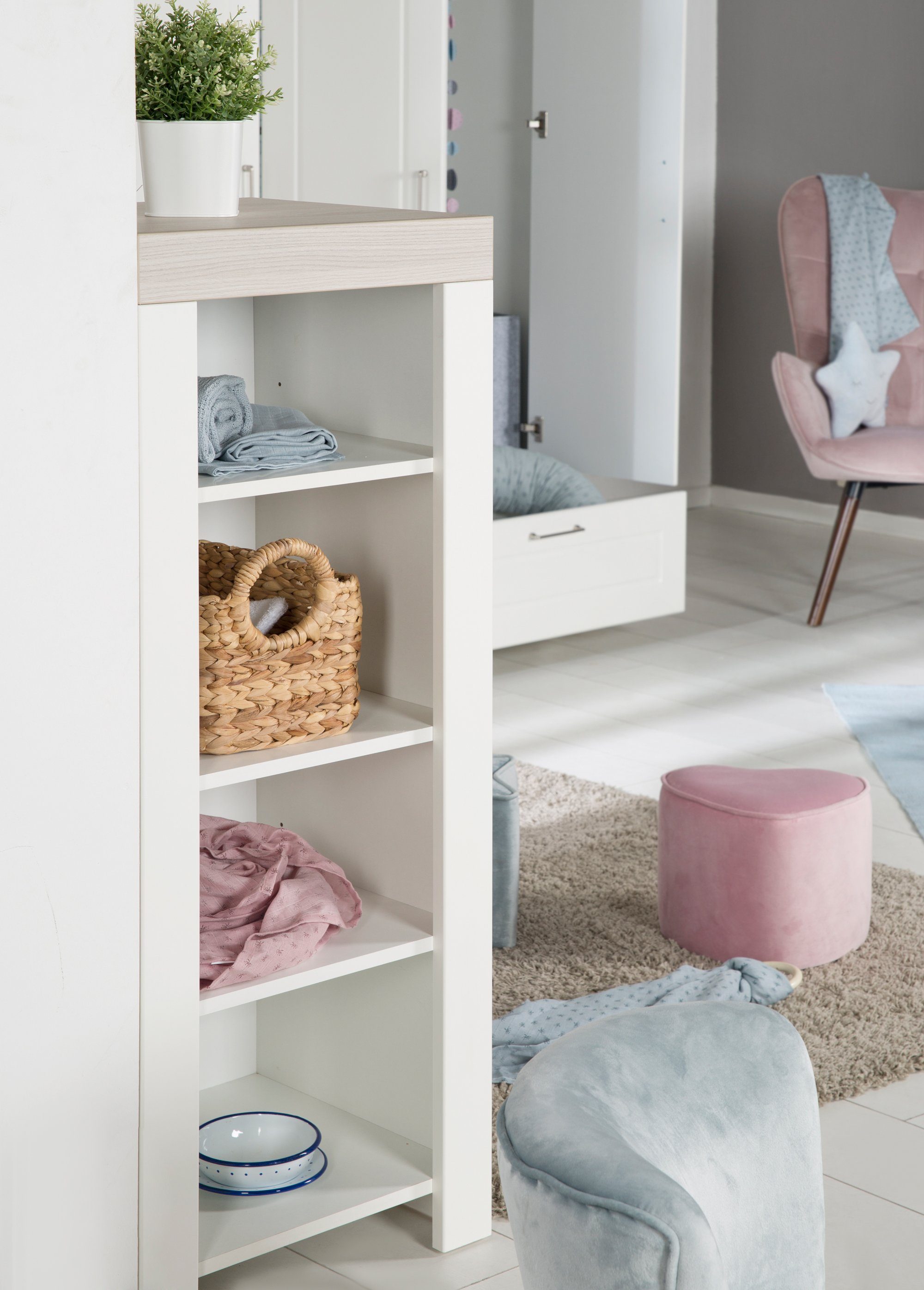 roba® Standregal Felicia, Spielzeugregal mit 4 offenen Fächern im modernen Landhausstil