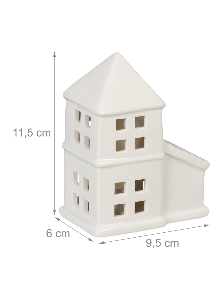 relaxdays Teelichthaus in Weiß - (B)9,5 x (H)11,5 x (T)6 cm günstig kaufen onesize