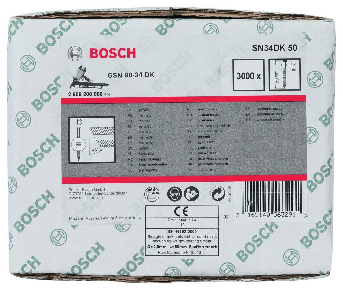 Bosch Blue Accessories 2608200000 SN34 DK 50 Listspik 34° D-huvud Slät Slät 50 mm 3000 stycken