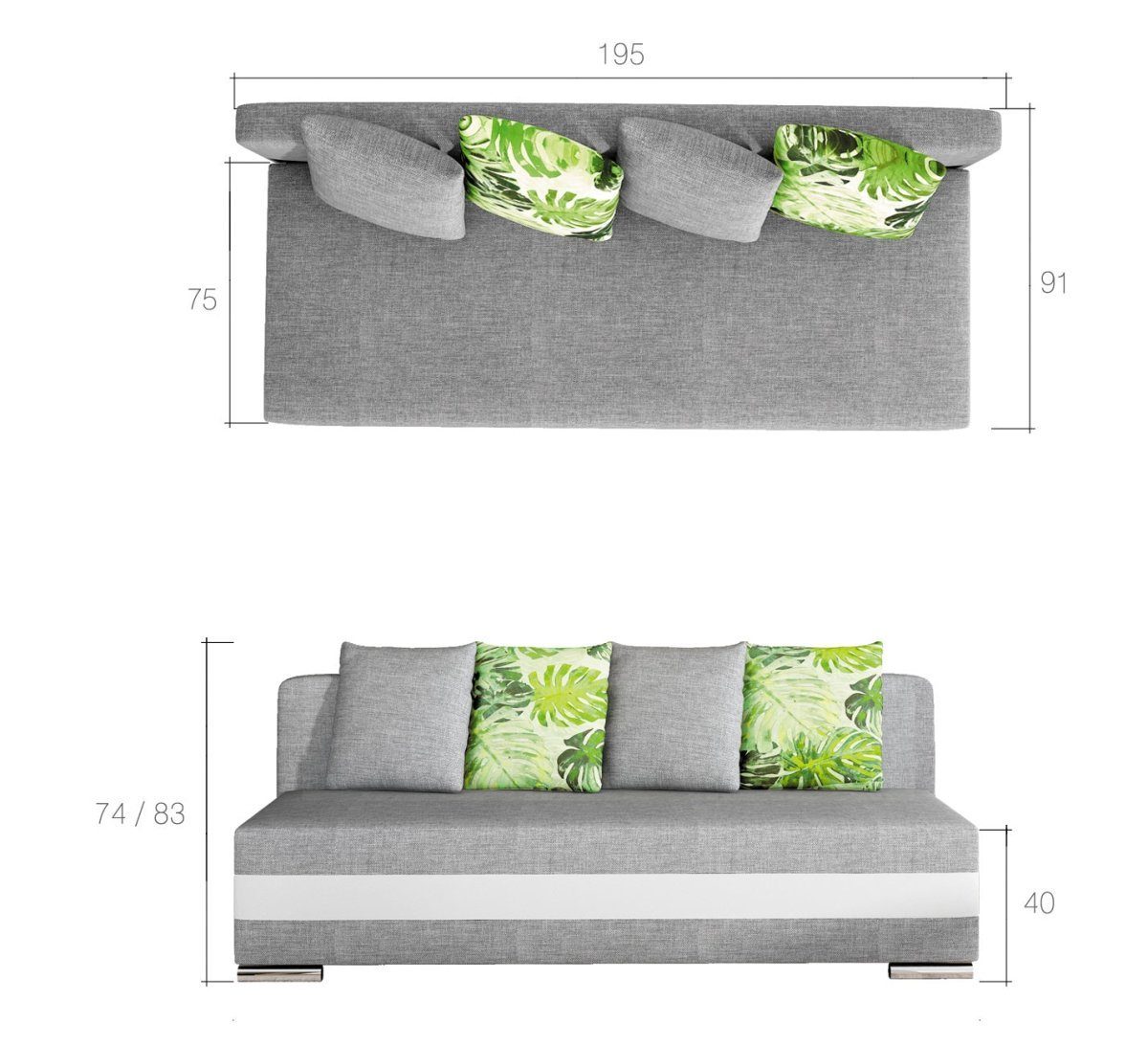 Luxusbetten24 Sofa Carina, mit Schlaffunktion