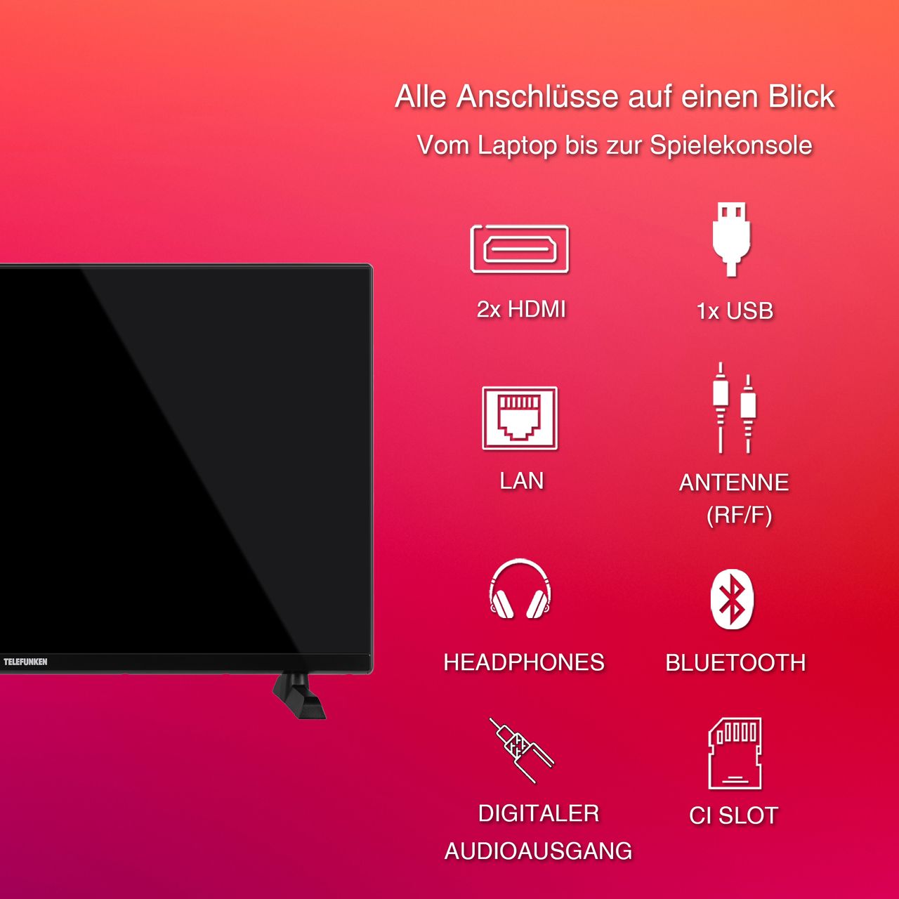 Telefunken XF32TO750S 32 Zoll Fernseher / Smart TV (Full HD, HDR, HD  6 Monate inkl.,Triple-Tuner)