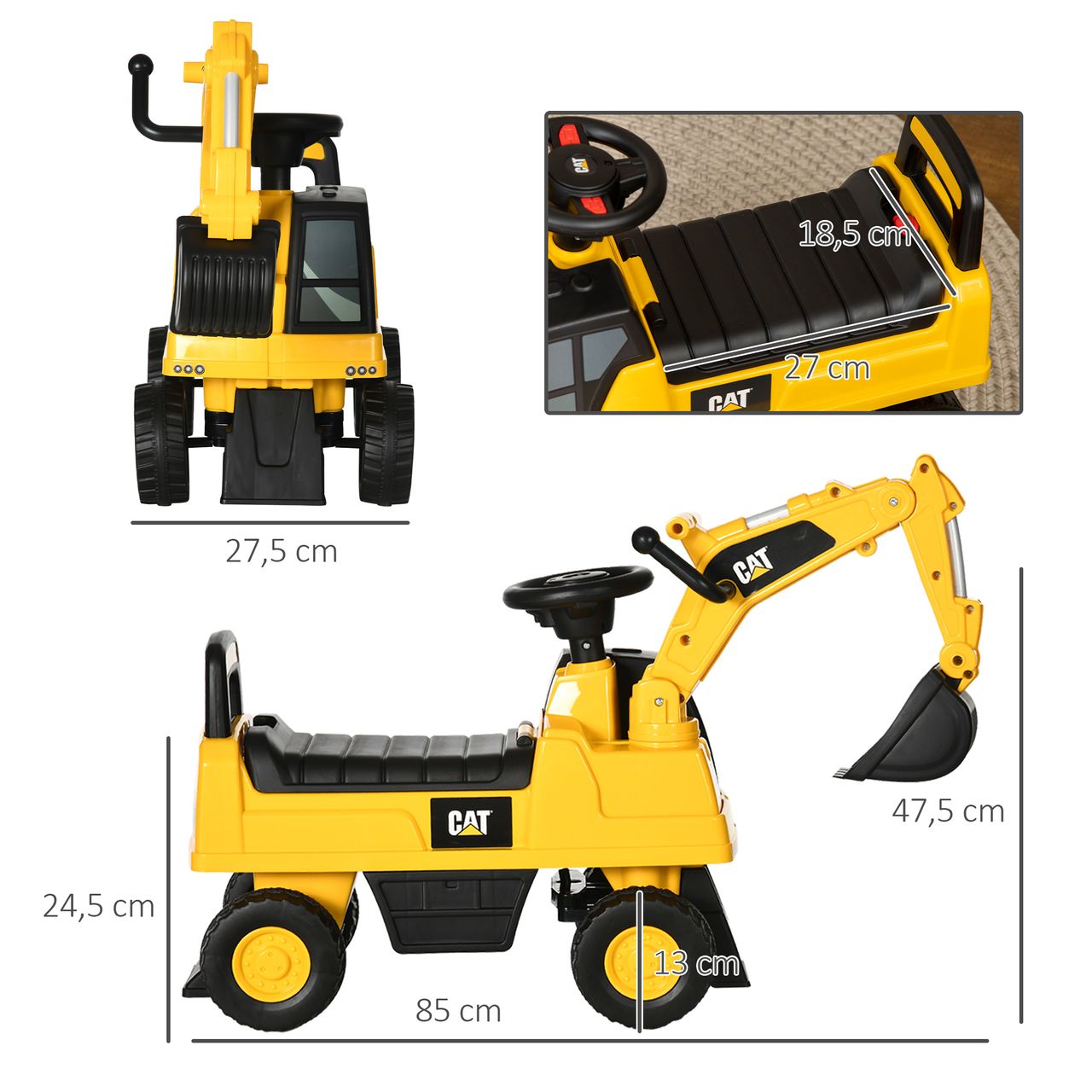 HOMCOM Sitzbagger, Rutscherfahrzeug mit Schaufel, Aufsitzbagger, Rutschauto