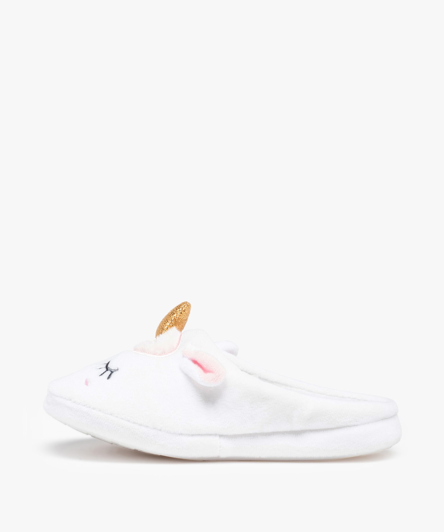 Chaussons fille mules en forme de licorne détails pailletés beige | GEMO
