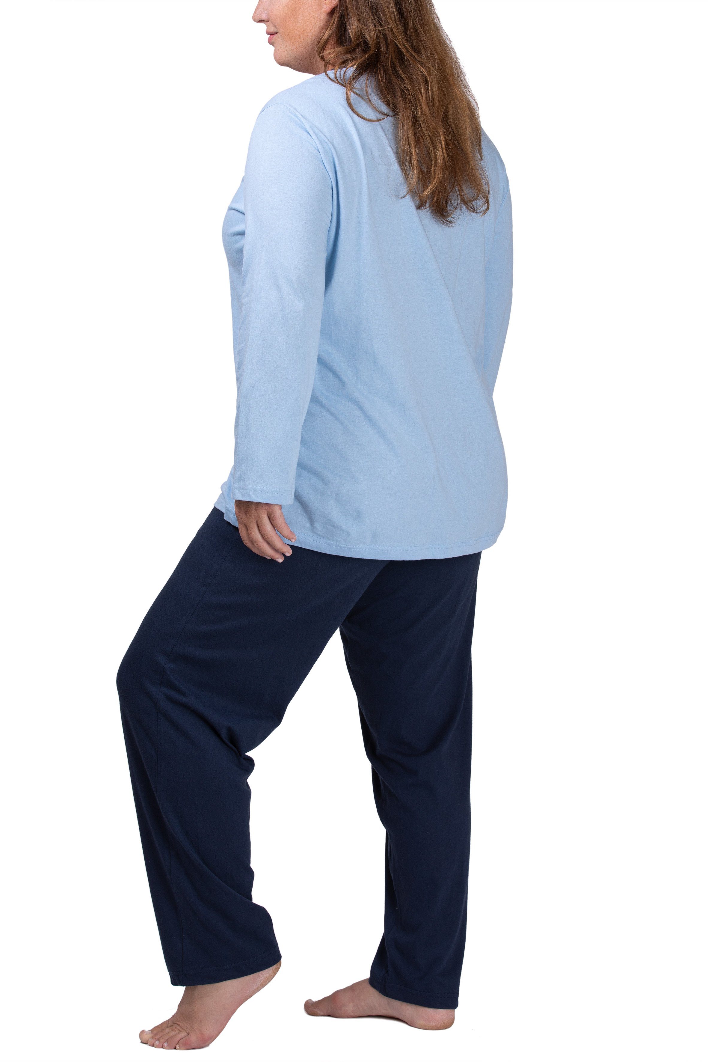 Moonline Pyjama Damen Schlafanzug Pyjama in großen Größen (Übergröße XL - 4XL) aus 100% Baumwolle
