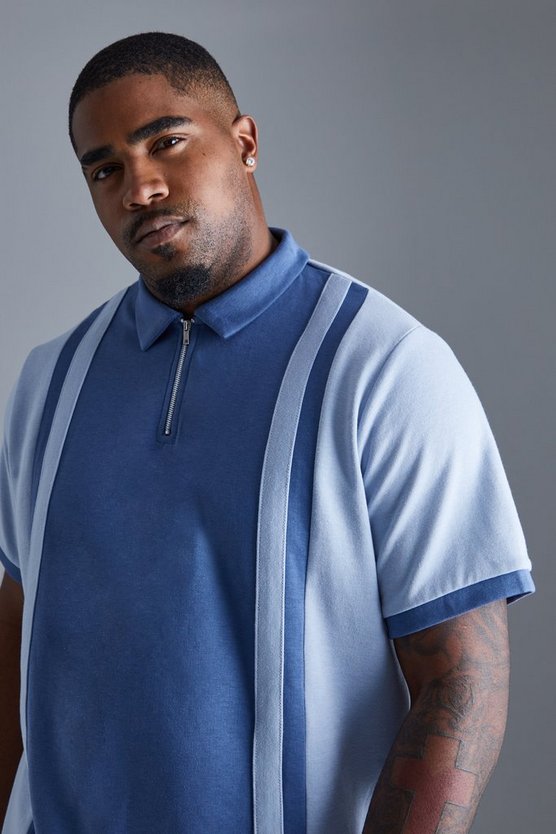 Plus Slim-Fit Poloshirt mit Reißverschluss