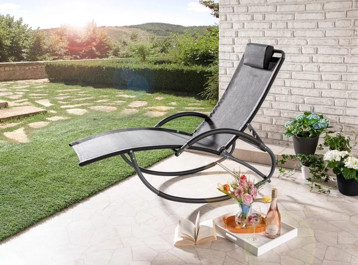 HC Home & Living Schaukelliege mit Kissen - Schwarz