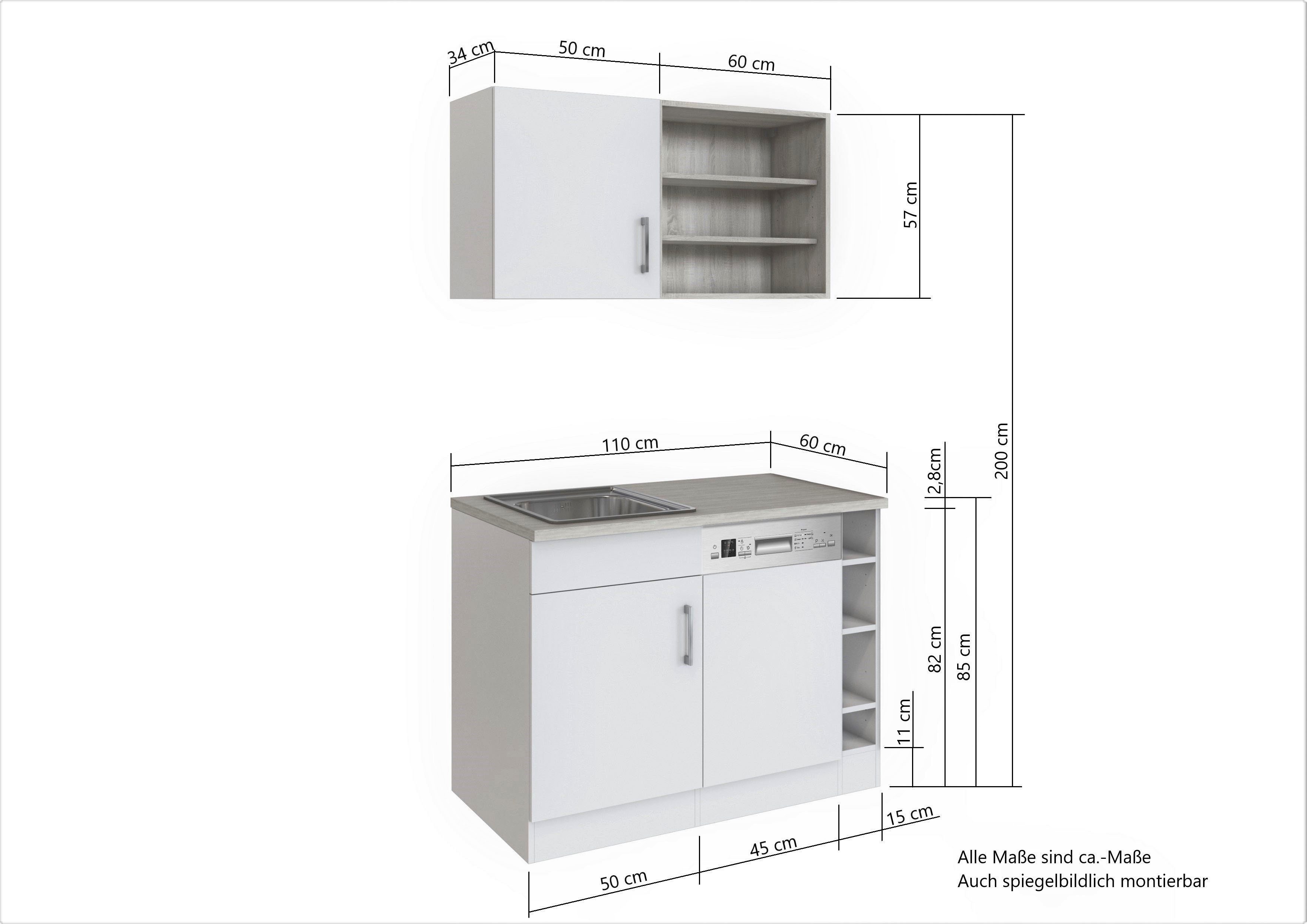 HELD MÖBEL Küche Mali, Breite 110 cm, mit E-Geräten