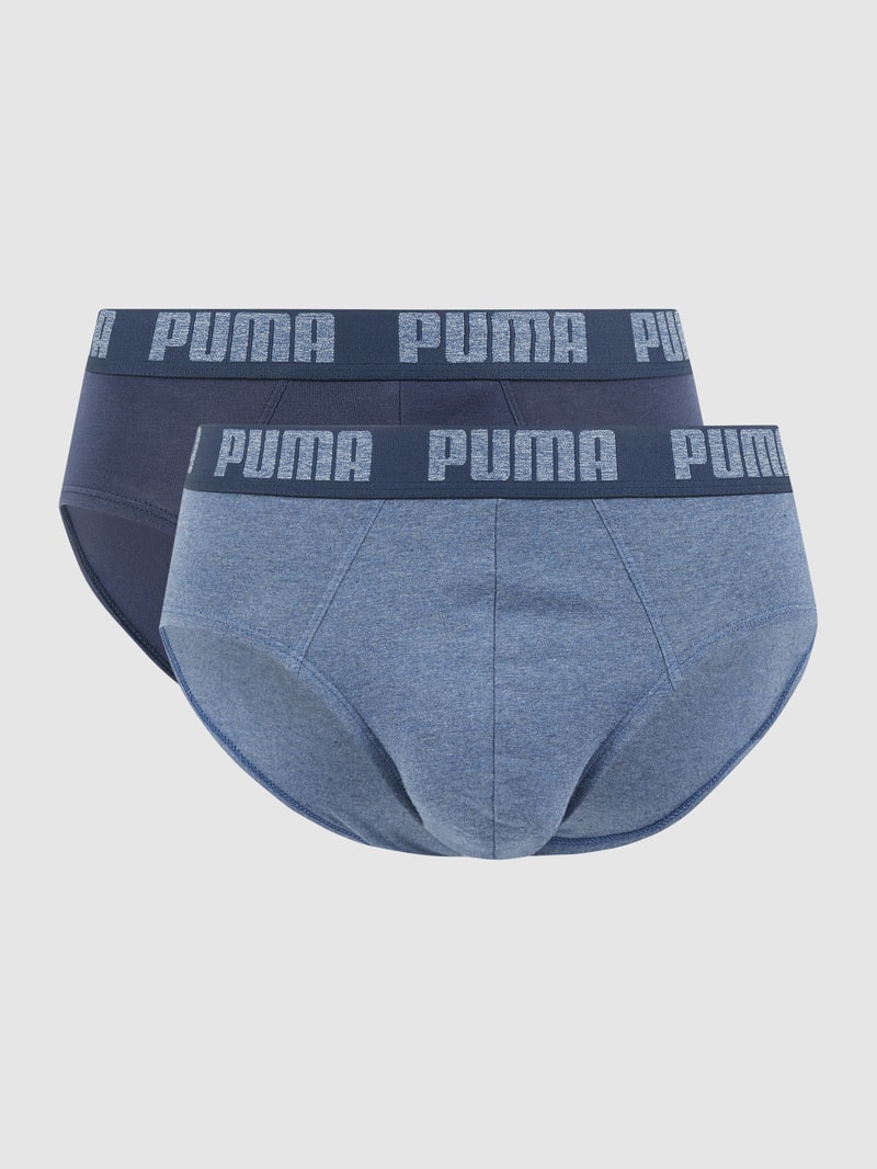 Slip mit Stretch-Anteil im 2er-Pack in blau meliert