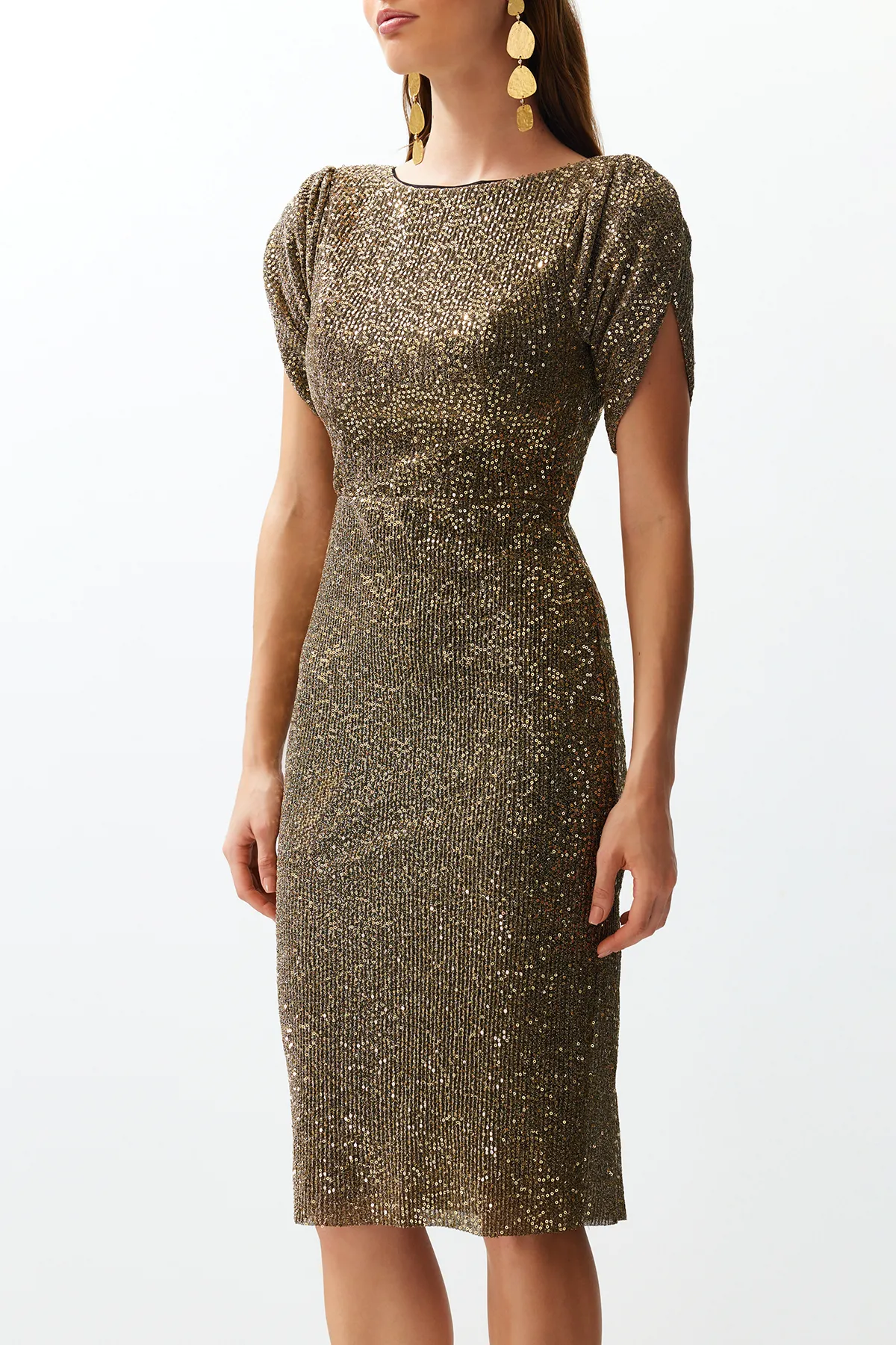 Trendyol Collection  Elegantes Abendkleid mit glitzernden Pailletten in Gold