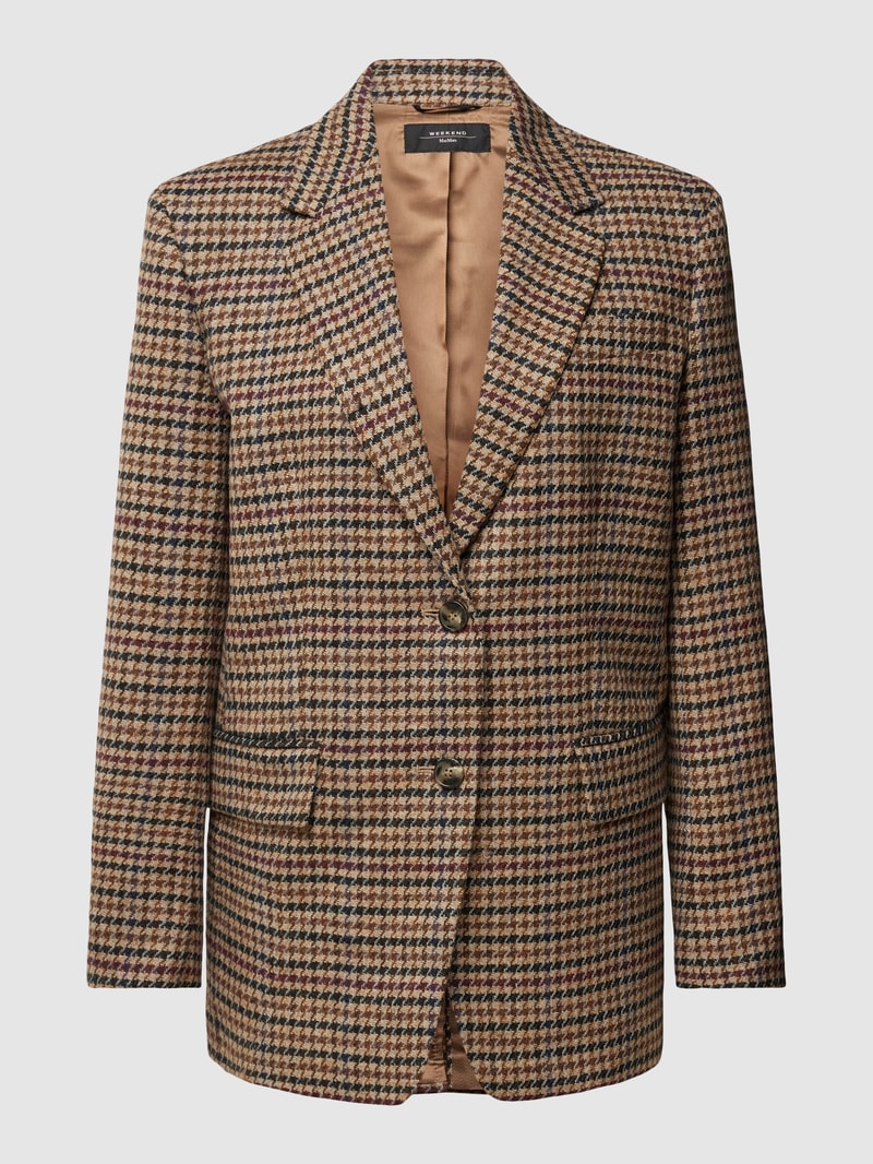 Longblazer aus Schurwoll-Mix mit Reverskragen in camel